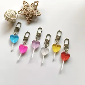 Portachiavi A Lecca-lecca Trasparente Con Cuore Di Simulazione Simpatico Ciondolo Di Caramella Accessori Per Borsa Personalizzati Gioielli