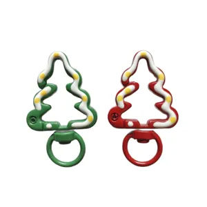 Christmas tree spring clasp alloy keychain pendant DIY jewelry accessory, red & green