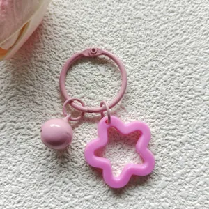 Roze acryl holle ster sleutelhanger met bel bedel schattige tas hanger accessoire hanger