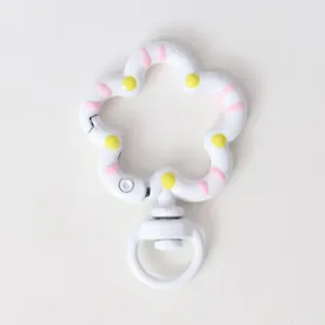 Flower shaped spring snap hook keychain diy cute jewelry accessory detail view item