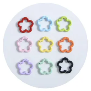 Buntes Legierung Blume Federverschluss Set, Pflaumenring Schlüsselanhänger DIY.
