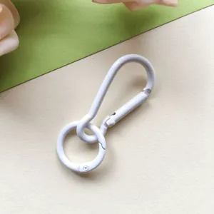 White alloy paint gourd spring snap hook and round ring keychain DIY bag pendant accessory.