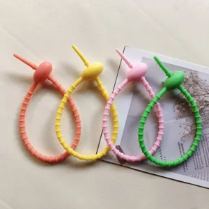 Kleurrijke siliconen tadpole kabelbinders diy verstelbare wikkeling touwen leuke