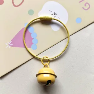 Yellow paint bell metal wire keychain bag pendant cute keyring accessory gift 1pcs