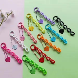 Acrylic Heart Keychain Chain Bag Pendant Cute Jelly Color Phone Case Hanging Chain Fashion Accessories For Women Girls