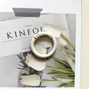 White metal spring buckle 25mm round ring keychain bag accessory for daily DIY crafts.