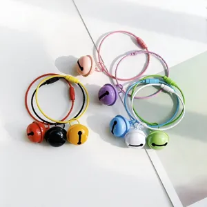 Colorful baking varnish bell keychain with steel wire loop cute bag pendant accessory