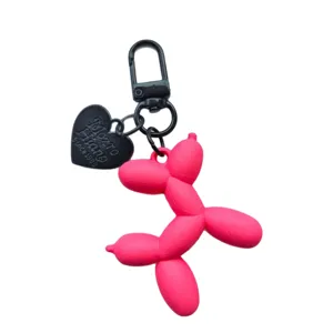 Pink balloon dog keychain cute bag charm acrylic cartoon pendant for women and girls style