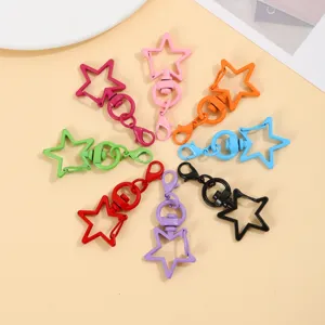 Kleurrijke ster karabijnhaak sleutelhanger legering draaibare DIY tassen hanger set