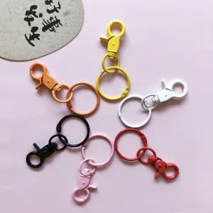 Moschettoni metallici colorati e anelli per chiavi per borse e ciondoli di bambole fai da te.
