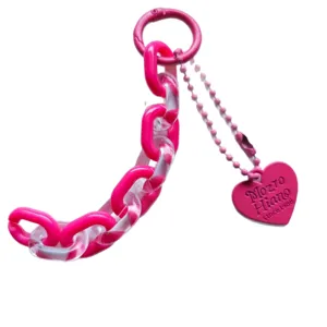 Pink jelly acrylic heart keychain chain diy phone case bag pendant strap accessory lovely