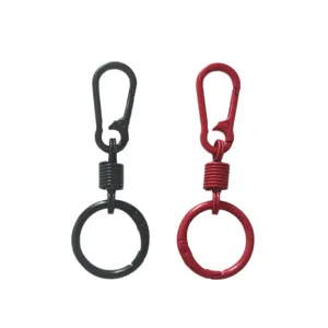 Zinc Alloy Spring Keychain Carabiner Metal Ring Clip Hook for Car Keys Bags Black Red