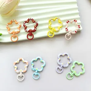 Cute colorful floral spring clasps for DIY jewelry making, enamel drop oil keychain accessories.