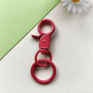 Moschettone rosso in lega verniciata con anello a molla accessorio fai da te per borse.