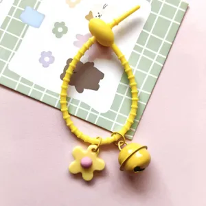 Candy color silicone cable tie bell flower accessory keychain DIY bag pendant charm cute gift