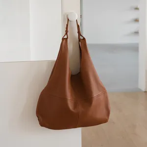 Women Genuine Leather Tote Bag Large Capacity Top Layer Cowhide Underarm Shoulder Bag Urban Commute Minimalist Handbag