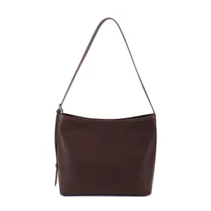 Women brown soft leather hobo shoulder bag, large capacity minimalist casual commuter bag