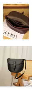Genuine leather retro saddle bag for women, classic half-round crossbody shoulder handbag.