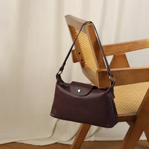 Genuine Leather Women Retro Casual Underarm Bag Large Capacity Commuting Hobo Shoulder Bag Versatile Handbag