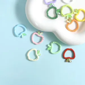 Cute Painted Apple Spring Ring Keychain Pendant Colorful Jump Ring DIY Jewelry Hanging Charm Handmade Accessories