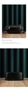 Classic genuine leather shoulder bag with ethnic strap, niche design retro pillow bag for women.