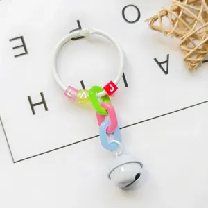 Creative bell keychain 45mm keyring bag charm DIY colorful bead phone pendant accessory.