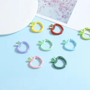 Colorful apple shaped metal spring rings for DIY keychains and handmade jewelry craft