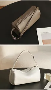 Minimalist cylinder shoulder bag soft leather crossbody bag casual commuter pillow bag chic