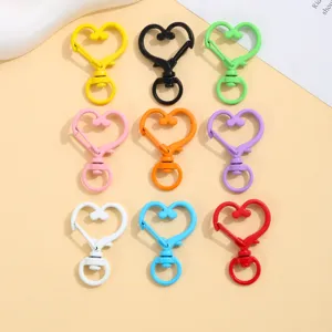 Colorful heart-shaped lobster clasp keychain DIY metal alloy spring hook accessories