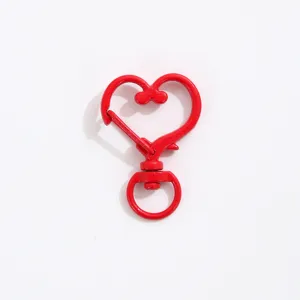 Red heart lobster clasp keychain metal hardware DIY jewelry accessory for bag charms.