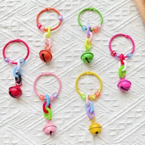 Creative Bell Chain Keychain Pendant Fashion Bag Phone Charm DIY Acrylic Chain Metal Ring Key Ring Accessories
