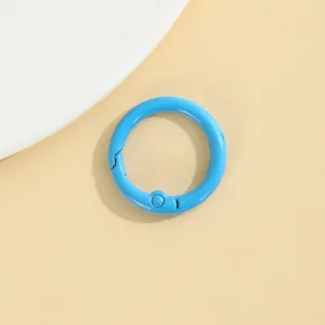 Blauwe zinklegering veerring 23mm ronde sleutelhanger DIY sieraden accessoire voor tassen.
