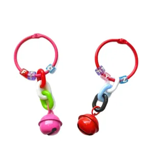 Creative bell keychain DIY bag pendant with colorful rings, letter beads and small bells.