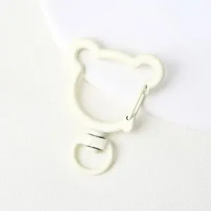 White bear shaped swivel clasp keychain hardware alloy DIY ring accessories detail view
