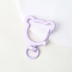 Purple bear shaped keychain clasp metal spring ring diy jewelry hanging accessory detail view
