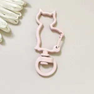Moschettone girevole in lega di zinco a forma di gatto rosa per portachiavi e gioielli.