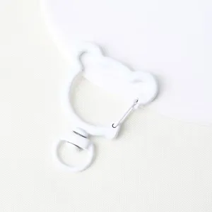 White bear shape swivel snap hook keychain DIY accessory detail view for bags and jewelry craft.