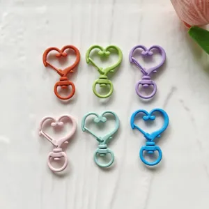 Colorful heart swivel clasp metal keychain DIY jewelry making accessories pack of 6