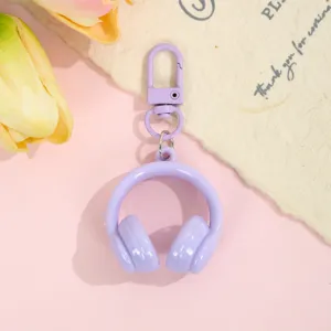Chic purple headphone keychain candy color bag pendant aesthetic accessory details