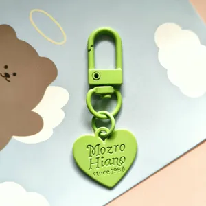 Candy color metal enamel heart key ring cute keychain bag charm pendant for daily use