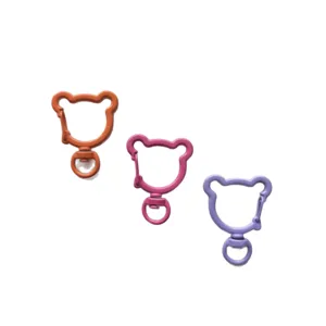 Candy color bear shaped swivel snap hooks alloy keychains DIY jewelry accessories