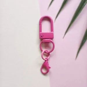 Pink metal swivel snap hook lobster clasp keychain DIY bag and doll charm accessory