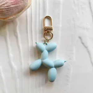 Cute candy color balloon dog keychain metal pendant bag charm cute accessory gift for women kids
