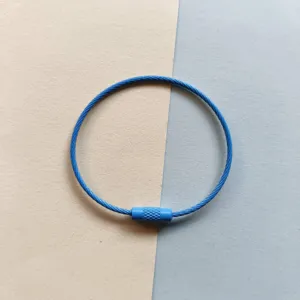 Blauer metallbeschichteter Draht Schlüsselring Kabel Schlaufe Tasche DIY Zubehör