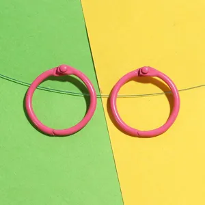 Colorful metal loose-leaf binder rings 30mm, pink color key ring DIY storage accessories.