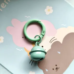 Candy color bell spring buckle keychain colorful charm simple keyring bag DIY gift accessory