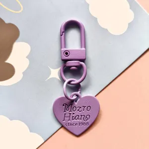 Cute purple metal candy color heart keychain diy bag pendant aesthetic accessories stylish key ring