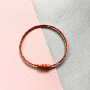 Orangene beschichtete Stahlseil-Schluesselanhänger Detail, Metall Schraubring für DIY Tasche Zubehör.