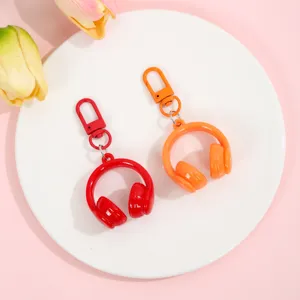 Cute candy color headphone keychain accessory, creative 3d pendant for bags and keys.