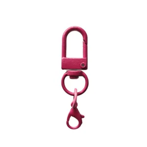 Candy color metal swivel lobster clasp keychain diy bag doll accessory, pink finish.